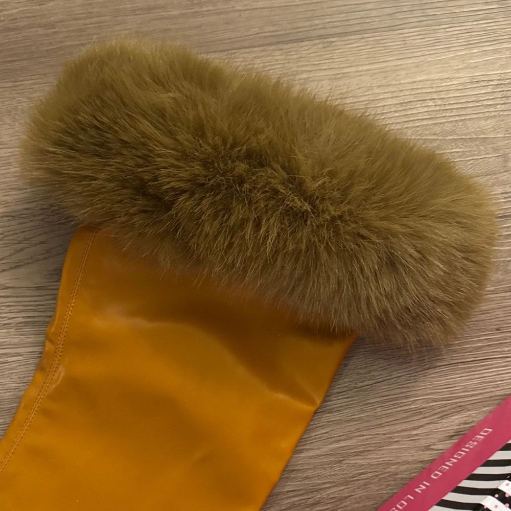 Cape Robbin ❣️Meghani Fur-Coated Over-the-Knee Boots - Tan Sz 5 ❣️BRAND NEW ❣️